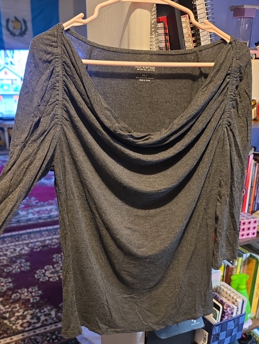 Andrea Jovine Workshop Charcoal Gray Stretch Top